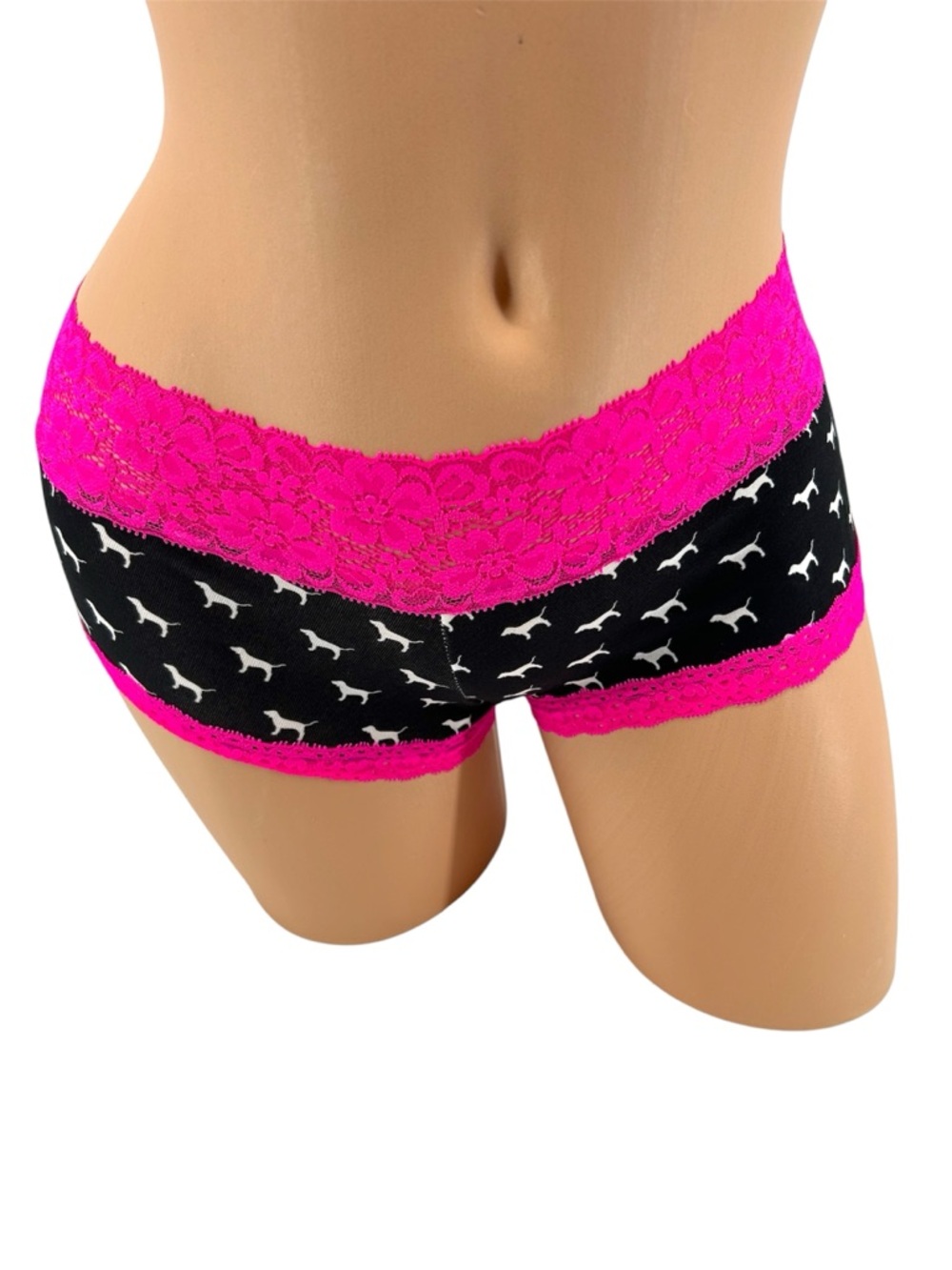 NEW Vtg Y2K PINK All Over Dog Print Victoria’s Secret Low-Rise Boy Short Panties